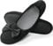 OFFCUP Ladies' Ballerina Slippers, 6.5UK-7UK House Shoes, Loafer Slippers with Elegant Bow and Memory Foam Cosy Lightweight House Shoes with Anti-Slip Soft Rubber Sole (Black)