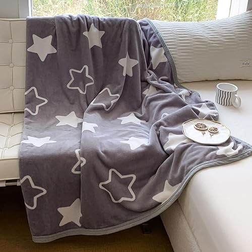 Fleecedecke Graue Sterne Fleecedecke Decke Sofa,Warm Sherpa Sofaüberwurf Decke, Decke Flauschig Mikrofaser Wolldecken für Couch