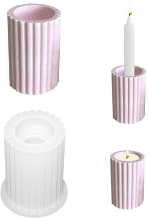 Silikonform Kerzenhalter, Silikonformen Gießformen, für Teelichter und Stabkerzen, Gießformen Silikon, Runde Silikon Gießform Kerzenhalter, Beton Gießform für DIY Teelichthalter Kerzenständer (L)
