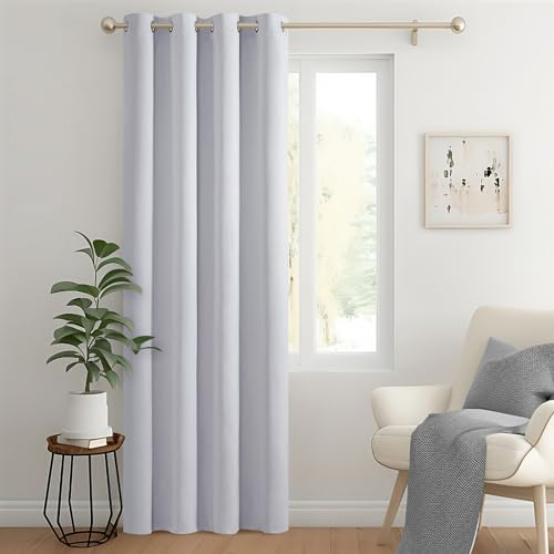 MIULEE Verdunklungsvorhang Grauweiß Blickdichte Vorhänge mit Ösen 1 Stück H 260 x B 140 cm Tür Gardinen Abdunkelnde Wohnzimmer Schlafzimmer Blackout Curtain