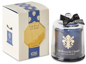 EDG Enzo De Gasperi Goldlily Candela con Cupola in Vetro 13cm Blu Legno di Quercia e Ribes