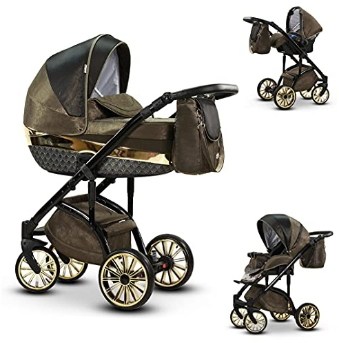 Kinderwagen-Set 4 in 1 Vip Lux inkl. Sportsitz und Autositz - 12 Teile - in 18 Farben
