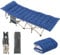 Yaheetech Folding Camping Cot Portable Outdoor Bed for Adults w/Mat & Storage Bag & Carry Bag, Heavy Duty Cots for Outdoor Travel & Office/Home Nap Gray Cot/Blue Pad