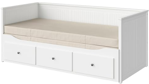 HEMNES Tagesbett mit 3 Schubladen/2 Matratzen, 80x200 cm, weiß/Vannareid extra fest