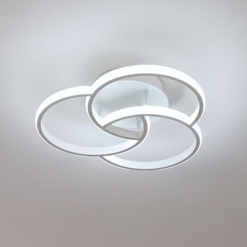 Dorlink LED Ceiling Lights for Living Room, 30W 2700LM Hallway Ceiling Lighting, 6500K Cool White Bedroom Lighting Fittings, White Round LED Kitchen Ceiling Light, Semi Flush Ceiling Lights