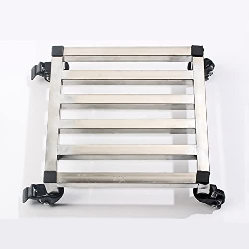 Agashi Chariot À Plantes Avec Roues Verrouillables, Plateau Roulant En Acier Inoxydable Pour Pot de Fleurs, Support Pour Plantes, Chariot Roulant Avec Roues/40Cm/15.7In