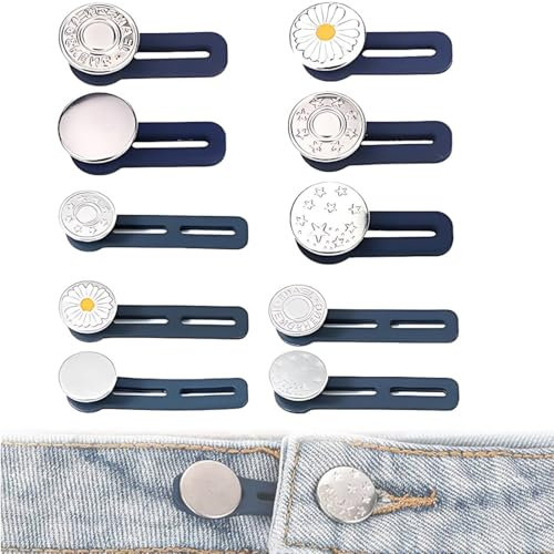 10 Pièce Rallonges de Taille Elastiques pour Pantalon Bouton Retractable Jeans Bouton de Jean Amovible Élastique Bouton En Caoutchouc Extension Réglable Wasitband Expanders Pour Chemise Pantalon