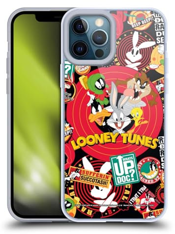 Head Case Designs Officially Licensed Looney Tunes Sticker Collage Graphics and Characters Gel Case [Military Grade Protection] Compatible with Apple iPhone 12 Pro Max and Compatible with MagSafe