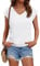 Suncife Womens Summer Casual Loose Fit T Shirt Cap Sleeve V Neck Tshirts Tops (White,M)