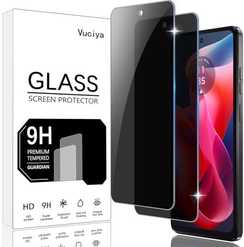 Vuciya Lot de 2 Protection Écran Anti-Espion pour Motorola Moto G24 / G24 Power Verre Trempé 9H Dureté Vitre Film Résistant aux Rayures Anti-Shatter Anti-Fingerprin Bubble Proof