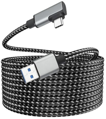 ELUTENG Cable Link de 5m Compatible con Meta Quest 3/Oculus Quest 2/Pro/Pico 4 Accesorios, USB 3.0 A a USB C Cable de Enlace con Supervelocidad de 5Gbps para PC/Steam VR y Juego Extendido
