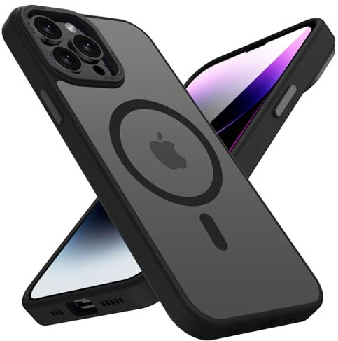 KPPIT for iPhone 14 Pro case Compatible with MagSafe, Shockproof Drop Protection, Frosted Translucent Back Magnetic Phone Case for iphone 14 Pro,Black