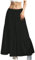 KUIH Long Skirts for Women Elastic High Waist Maxi Skirts Plain Loose Casual A Line Skirt Ladies Tiered Flowy Summer Skirt with Drawsting S-XXL Black