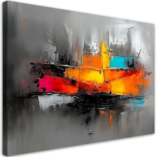 Feeby Leinwand Bilder - Farbenfrohe Abstraktion - Canvas 120x80 cm - Deko Wohnzimmer - Wandbilder Schlafzimmer - Deko Aesthetic - Wand Deko - Leinwand Groß - Deko Zimmer - Leinwandbilder XXL