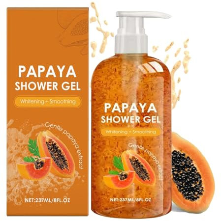 Douche Revitalisante et Exfoliante à la Papaye,Gel douche éclaircissant pour le corps pour Dull,peau inégale,gel douche éclaircissant à la VC pour unisexe,savon douche quotidien avec papaïne (1)