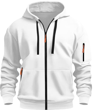 Felpa con Cappuccio e Cerniera Tinta Unita da Uomo Felpe con Tasche e Polsini Elastici Leggera e Funzionale Maglia Semplice Elegante Classici Maglie Casual Pullover Sportiva Hoodie Autunno e Inverno