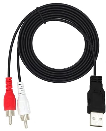 WATERBELINE Cavo adattatore audio video da USB 2.0 maschio a 2RCA maschio, 1,5 m, adatto per PC, videocamere, convertitore ausiliario per l'intrattenimento domestico