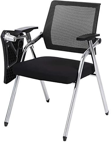 TYHAYJYK Student Chair with Desk Attached, Mesh Office Chair with Lumbar Support,Foldable Computer Desk Chair with Tablet Arm Writing Board and Cup Holder Metal Frame Backrest Table Chair (