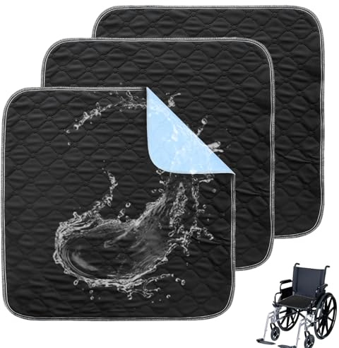 Inkontinenzunterlagen 50x50cm 3er Set – Waschbare Sitzauflage mit 4-Schicht-Schutz, Atmungsaktiv und Wiederverwendbar – Schutzauflage für Sofa, Bett, Auto, Rollstuhl, Senioren, Kinder & Haustiere
