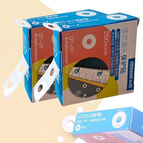 Oeillets Étiquettes 500 Pièces Classeur Renforts Autocollants de Renfort de Perforation - Anneaux de Renforcement Auto-Adhésifs Blancs Pour Bureau, éCole, Maison