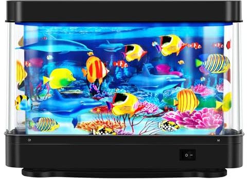 DoubleCare Faux aquarium, lampe virtuelle en mouvement d'océan, décoration d'aquarium artificielle, réaliste pour chambre à coucher et bureau, noir