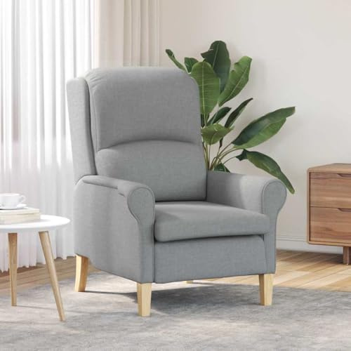 Runheo Sessel Hellgrau, 76x94x102 cm Stoffbezug, Holzrahmen, gemütlich für Wohnzimmer Schlafzimmer, Bequeme Relaxliege, langlebiges Design