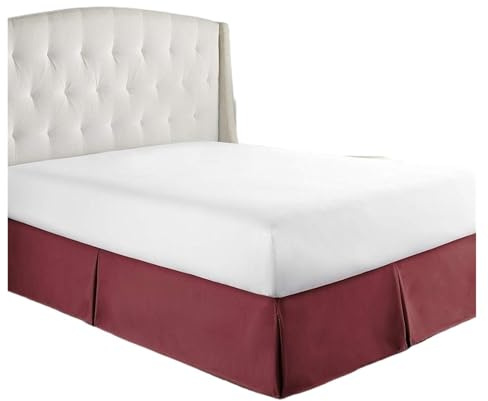 Cache Sommier Jupe de lit plissée Douce et Confortable avec Tissu résistant aux Plis à la décoloration - Literie 15 Pouces Hauteur (sans Plate-Forme)(Burgundy,160x 200 x 35 cm)
