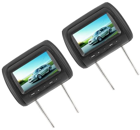 RASTKY Monitor per Poggiatesta Auto, 2 Lettori Video LCD HD da 7 Pollici con Trasmettitore a Infrarossi a Doppio Canale e Telecomando Wireless, per L'intrattenimento dei Sedili