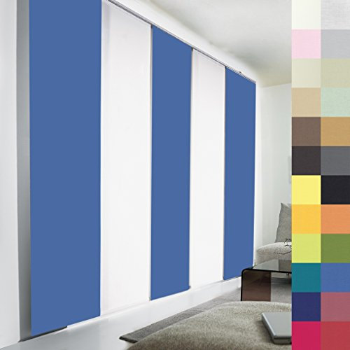 Sun World Schiebegardinen nach Maß, hochqualitative Wertarbeit, alle Größen verfügbar, Maßanfertigung, Schiebevorhang, Raumteiler, Flächenvorhang, Blickdicht (245cm Höhe x 80cm Breite/Blau)