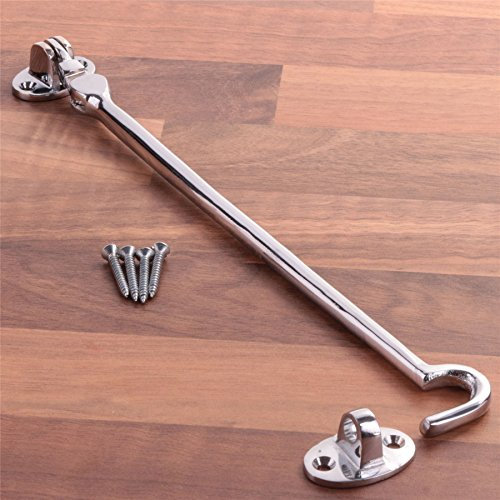 Chrome Long 10/250mm Cabin Hook + Screws - Silent Arm Gate Latch