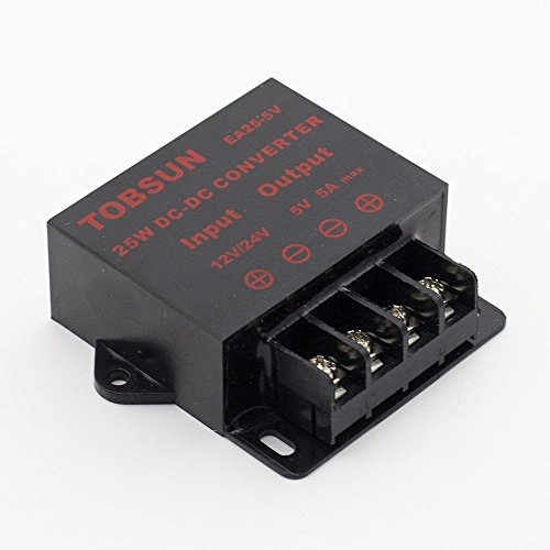 Regulador DC SUPERNIGHT Power Supply Transformer DC DC Step Down Voltage Reducer 12V~24V to 5V 5A 25W dc Buck Converter Adjustable for LED displays, Automotive, Electricity ect.
