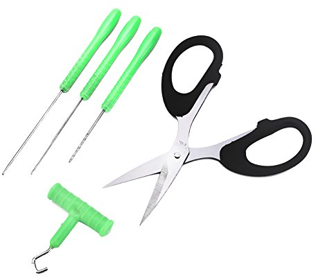 Aparejo de Cebo de Pesca, Tijeras + Aguja de Cebo +T-mango Tirador de Taladro, Señuelo de Pesca Conjunto de Herramientas