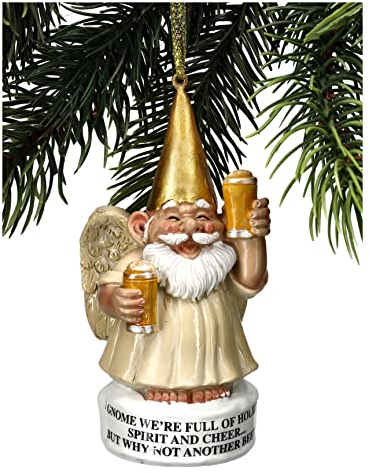 Pacific Giftware Gartenzwerg Engel mit Bier Doppel-Prost zum Hängen | Christbaumschmuck Deko Figur