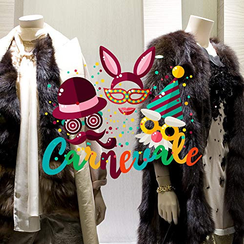 kina UVC0004 Fensteraufkleber für Karneval auf transparentem PVC - Maße 50x40 cm - Klebende Dekorationen für Schaufenster