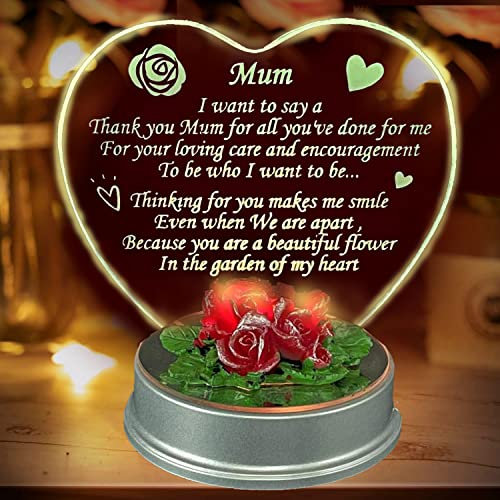 SAFRI LED Light Heart Shape Mum Gift Mummy Mom Anniversary Birthday Xmas Christmas Mothers Day Present from Son & Daughter (Mum)