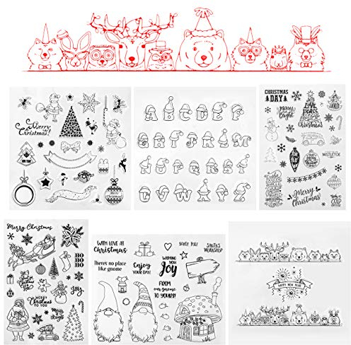 Kesote Silikonstempel Weihnachten Stempel Clear Stamp Transparent Weihnachtsstempel Silikon DIY Scrapbooking Fotoalbum (6 Bogen)