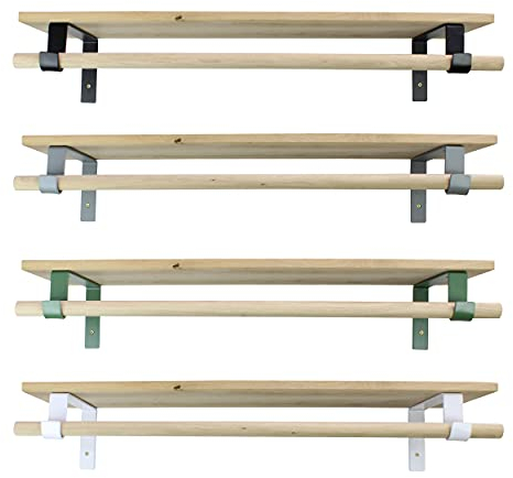 Natural Goods Berlin Garderobe GARD Neukölln | Wandgarderobe Design mit Ablage Holz | Set Kleiderstangenhalterung mit Regal Wandmontage | Eiche & Metall (mit 100cm Kleiderstange & Regalboden, Schwarz)