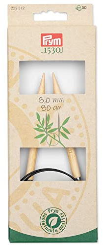 Prym 222512 Rundstricknadel Prym 1530, Bambus, 80cm, 8,0mm, Holzfarben