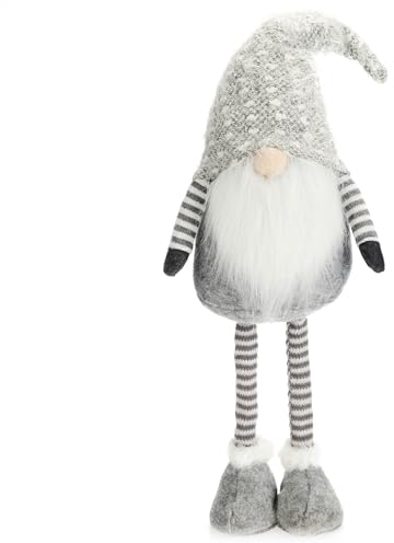 com-four® Großer XXL Wichtel mit Teleskopbeinen - handgefertigte, winterliche Standfigur im skandinavischen Stil für Festliche Weihnachtsdeko - niedlicher ausziehbarer Zwerg - Winterdekoration