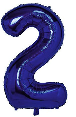 Folienballon Dunkelblau nummer 2, Riese Luftballon Geburtstag 105cm, Folienballon Zahl ideal für Party, Jubiläum, Geburtstag, Zahlenballon, Helium