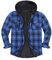 Herrenjacke mit Sherpa-Futter, durchgehender Reißverschluss, kariert Blau S