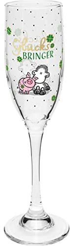 Sheepworld Sektglas mit Motiv Glück | bedrucktes Secco-Glas, Höhe 22,3 cm, 20 cl | Geschenk Geburtstag, Valentinstag | 47827