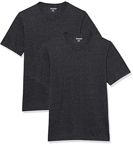 Amazon Essentials Men's Short-Sleeve V-Neck T-Shirts, Pack of 2, Dark Grey Heather, XL