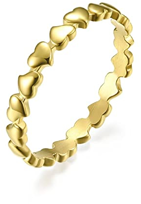Stfery Kado Ringe, Damen Ringe Titan Edelstahl 54 Gold Herzform Europäischer Stil Ringe Zubehör für Frauen Männer Paare
