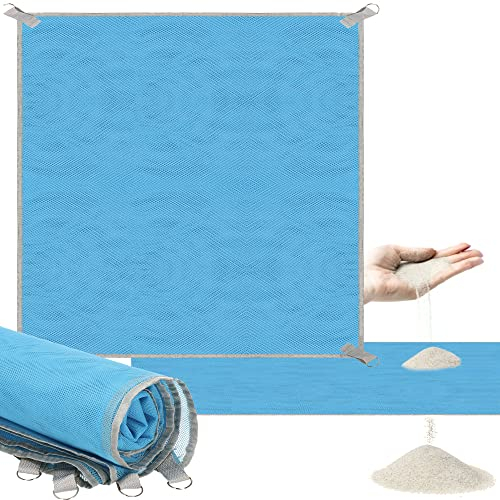 SPRINGOS Strandmatte große Stranddecke Sandfrei 200 x 200 cm Picknickdecke Strandtuch Metall-D-Ringe Doppel-Mesh-Gewebe