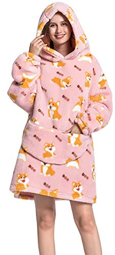 SALWINGS Hoodie-Decke, übergroßer tragbarer Hoodie mit Ärmeln, warme, gemütliche Sweatshirt-Decke für Erwachsene, riesige Hoodie-Decken für Damen und Herren, Einheitsgröße