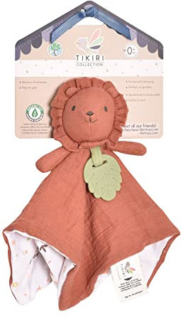 Tikiri 8598303 Naturkautschuk Schmusetuch Löwe, Schnuffeltuch für Babys und Kinder ab 0+ Monaten, 30cm