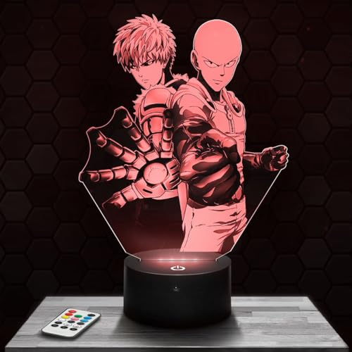 Nachttischlampe - Touch-Nachtlicht Manga - Genos - Saitama 3D-LED-Lampe Illusion, Geschenkidee Weihnachten Geburtstag Junge und Mädchen Nachttischlampe Kinder- oder Erwachsenenzimmer