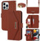Cavor Case compatible with iPhone 13 Pro Phone Case With Strap,Crossbody Flip Leather Wallet Case,[5 Card Holder][Mirror][Magnetic],Lanyard Case Cover for women - Brown