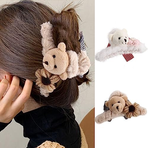 Leadigol Pince à cheveux coréenne mignonne en peluche pour femme - Forte tenue antidérapante - Pour cheveux épais, fins et longs - Pince à cheveux pour filles